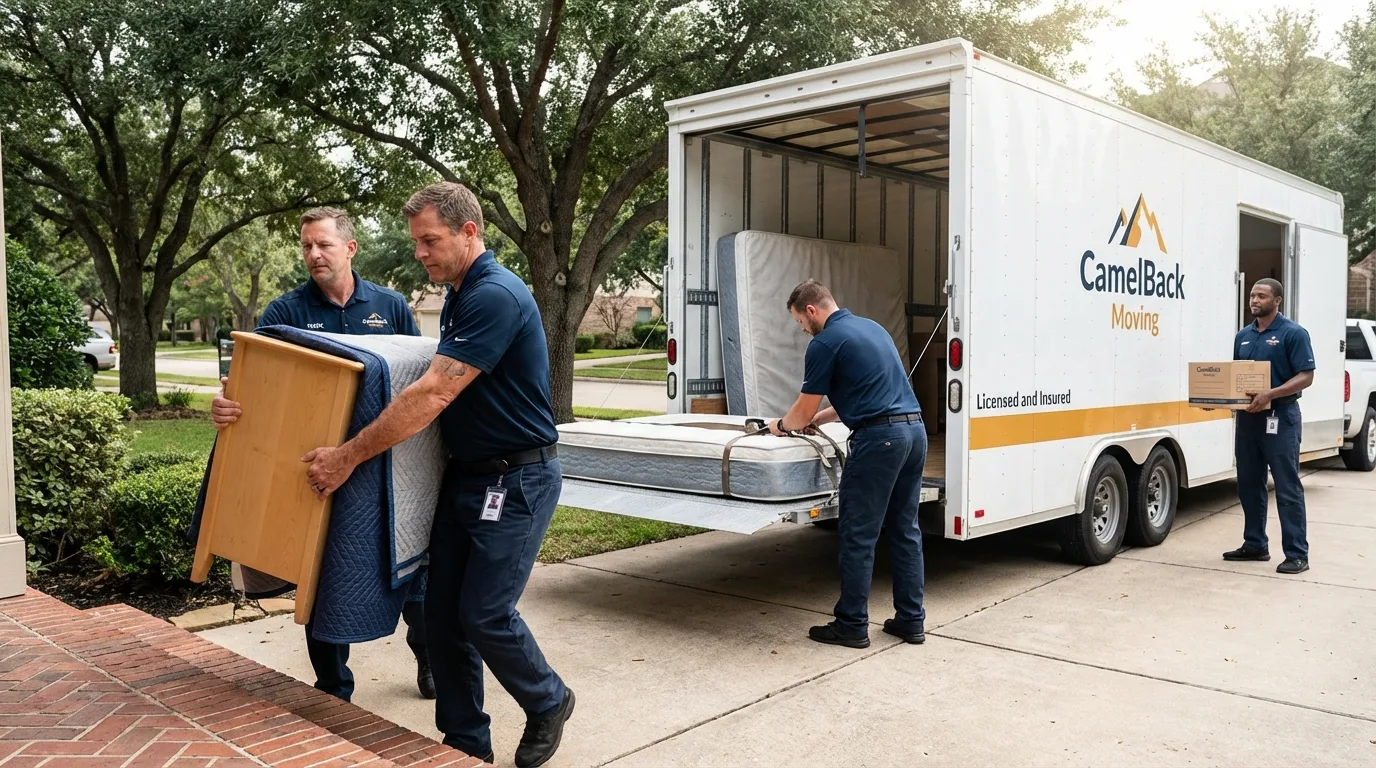 Crew loading residential truck for cross-state move from Ledyard, CT