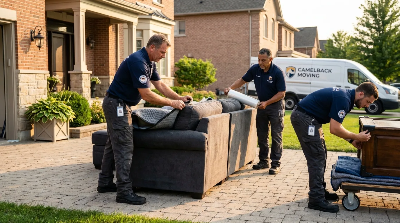 Large estate moving crew wrapping furniture in Ledyard, CT